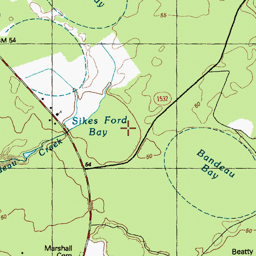 Topographic Map of Sikes Ford Bay, NC
