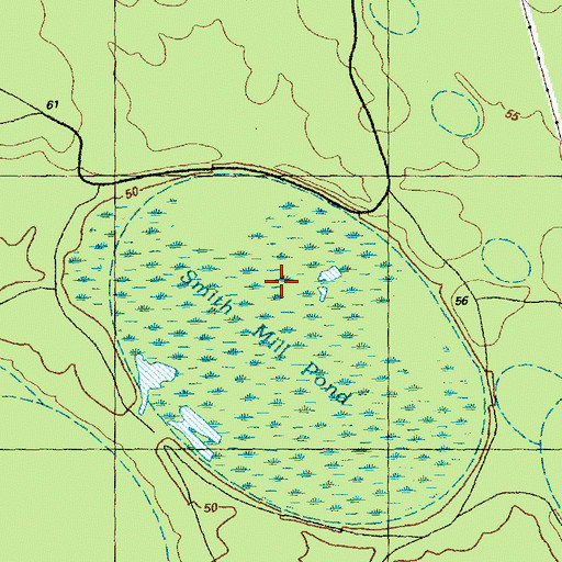 Topographic Map of Smith Mill Pond, NC