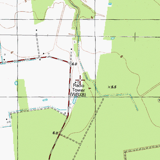 Topographic Map of WBXB-FM (Edenton), NC