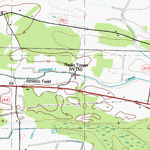 Topographic Map of WITN-TV (Washington), NC