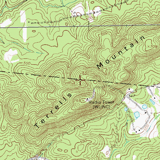 Topographic Map of WUNC-TV (Chapel Hill), NC