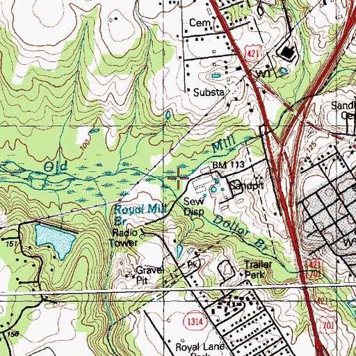 Topographic Map of Dollar Branch, NC