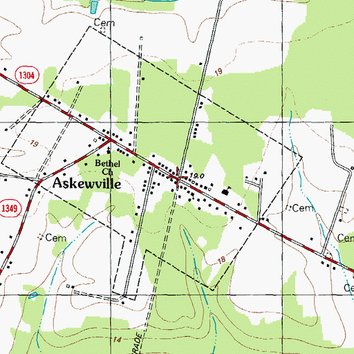 Topographic Map of Askewville, NC