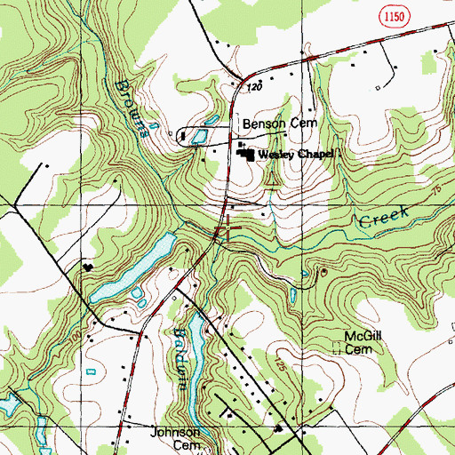 Topographic Map of Baldwin Branch, NC