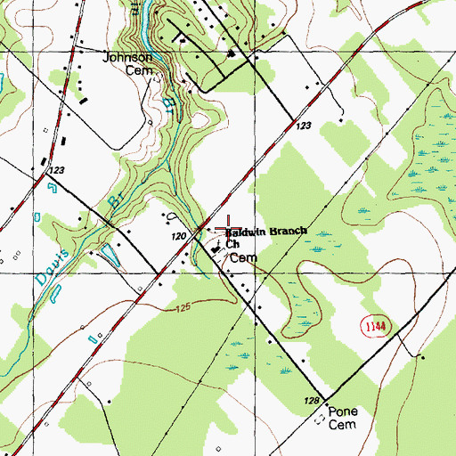 Topographic Map of Baldwin Branch Church, NC