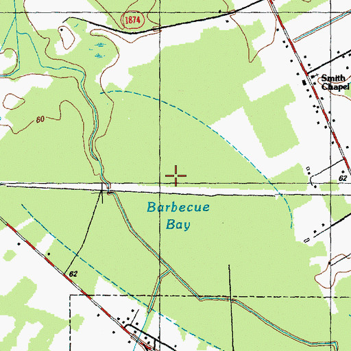 Topographic Map of Barbecue Bay, NC