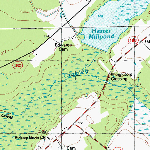 Topographic Map of Bear Ford Swamp, NC