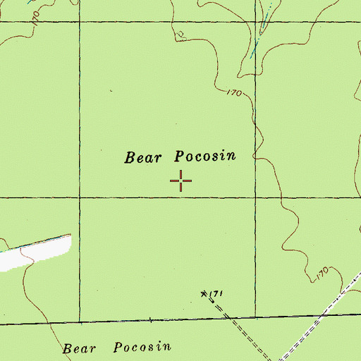 Topographic Map of Bear Pocosin, NC