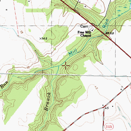 Topographic Map of Beaverdam Branch, NC