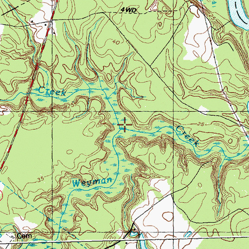 Topographic Map of Beaverdam Creek, NC