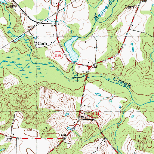 Topographic Map of Beaverdam Swamp, NC