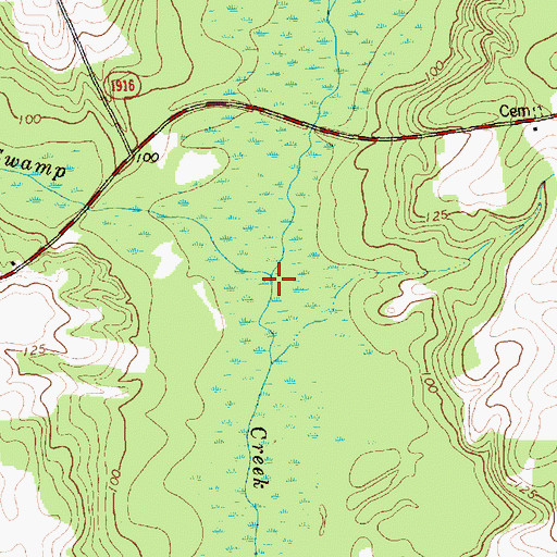 Topographic Map of Beaverdam Swamp, NC