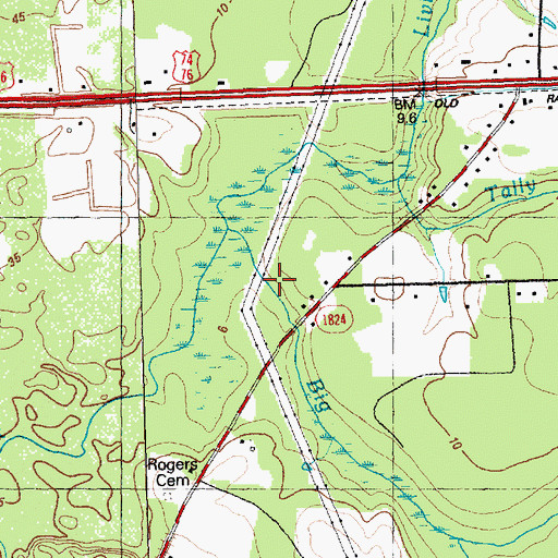 Topographic Map of Big Branch, NC