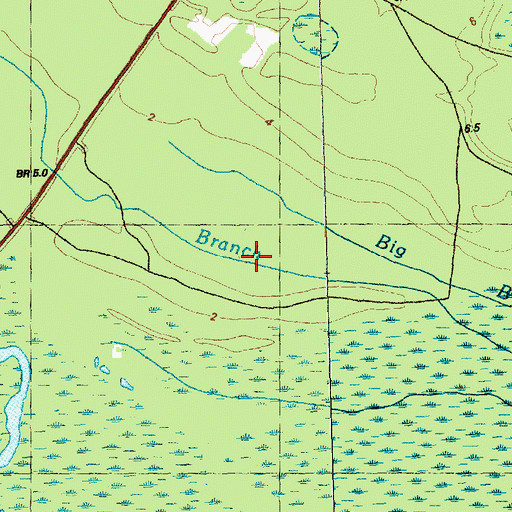 Topographic Map of Big Branch, NC