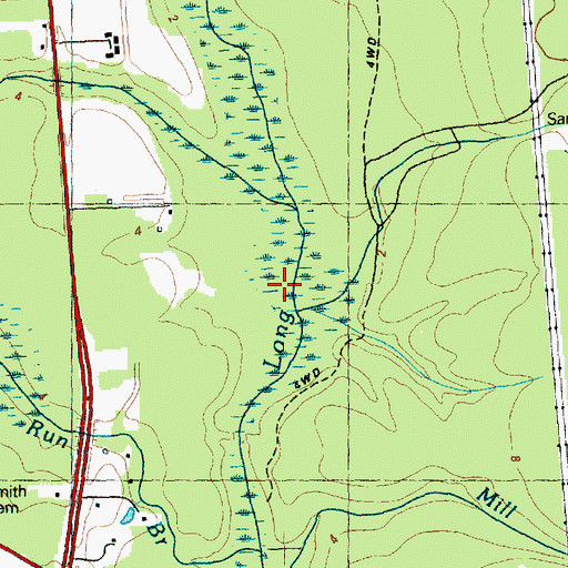 Topographic Map of Big Branch, NC