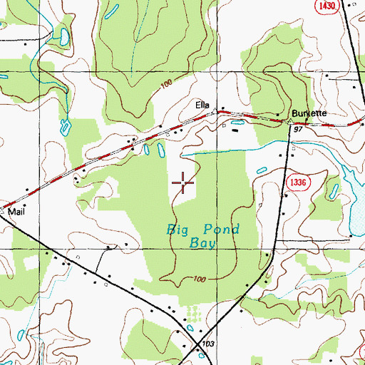 Topographic Map of Big Pond Bay, NC