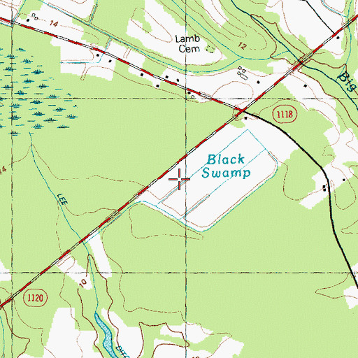Topographic Map of Black Swamp (historical), NC