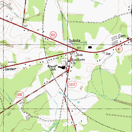 Topographic Map of Bland High School, NC