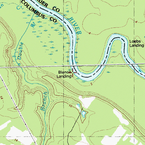 Topographic Map of Blenon Landing, NC