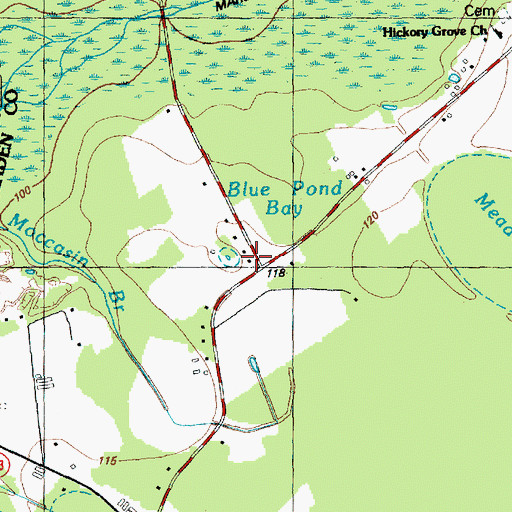 Topographic Map of Blue Pond Bay, NC
