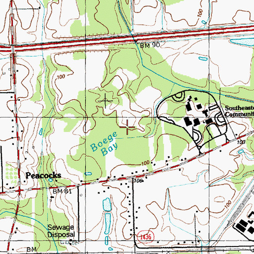 Topographic Map of Boege Bay, NC