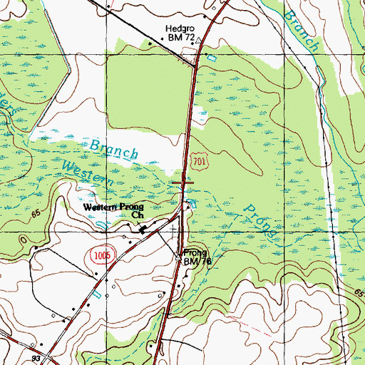 Topographic Map of Browders Branch, NC
