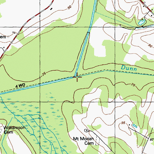 Topographic Map of Brown Mill Branch, NC