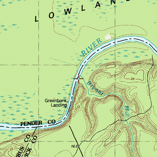 Topographic Map of Bryant Mill Creek, NC