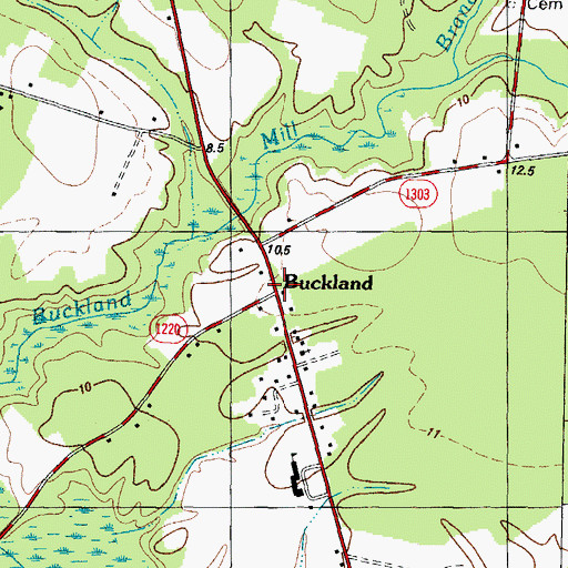 Topographic Map of Buckland, NC