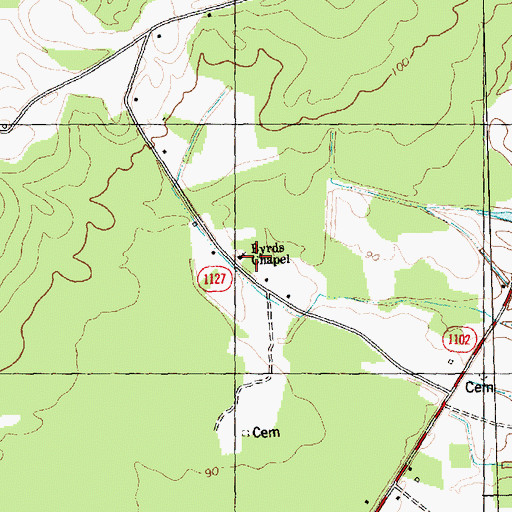 Topographic Map of Byrds Chapel, NC