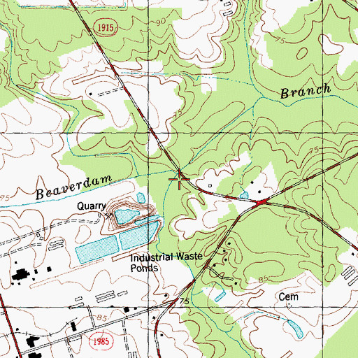 Topographic Map of Cabin Branch, NC