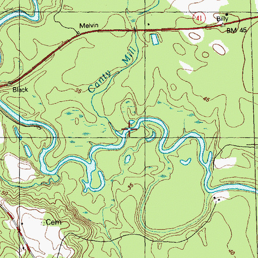 Topographic Map of Canty Mill Creek, NC