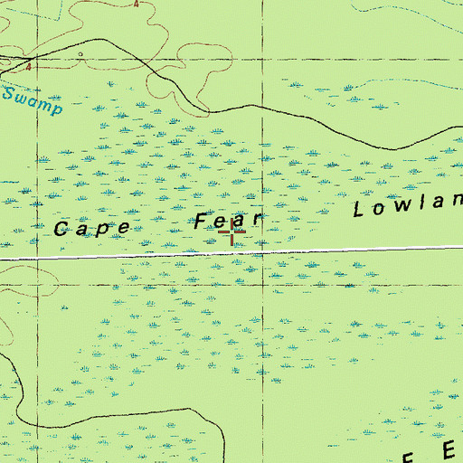 Topographic Map of Cape Fear Lowlands, NC