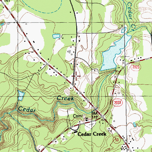 Topographic Map of Cedar Creek, NC