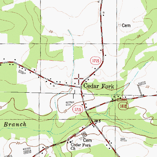 Topographic Map of Cedar Fork, NC