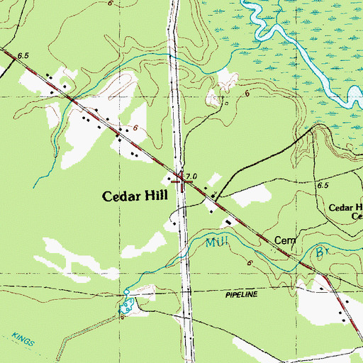 Topographic Map of Cedar Hill, NC