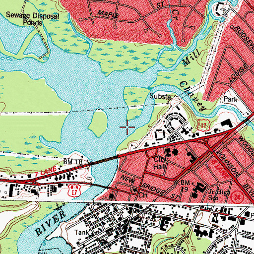 Topographic Map of Chaney Creek, NC