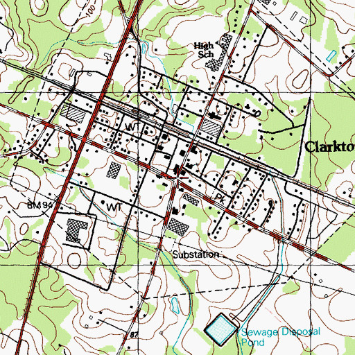 Topographic Map of Clarkton, NC