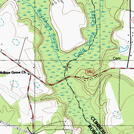 Topographic Map of Cold Camp Creek, NC