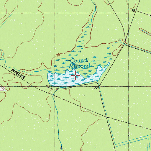 Topographic Map of Council Millpond, NC