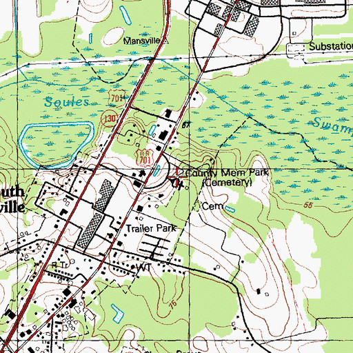 Topographic Map of Columbus Country Memorial Park, NC