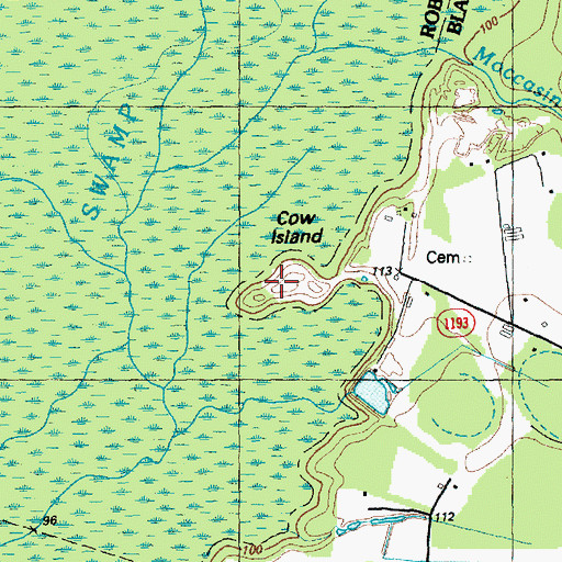 Topographic Map of Cow Island, NC