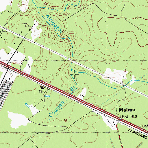 Topographic Map of Cowpen Branch, NC
