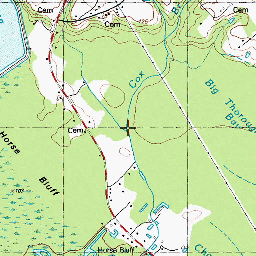 Topographic Map of Cox Branch, NC