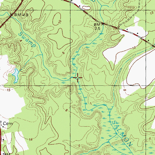 Topographic Map of Cricket Swamp, NC