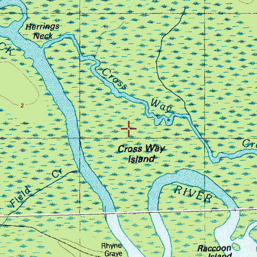 Topographic Map of Cross Way Island, NC
