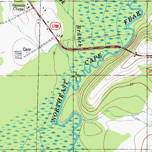 Topographic Map of Dark Branch, NC