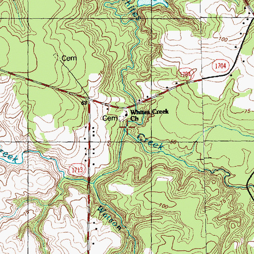 Topographic Map of Davis Creek, NC