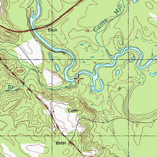 Topographic Map of Devane Branch, NC