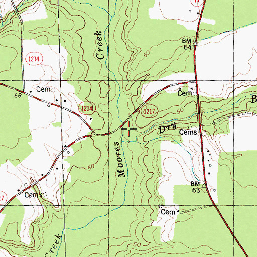 Topographic Map of Dry Branch, NC